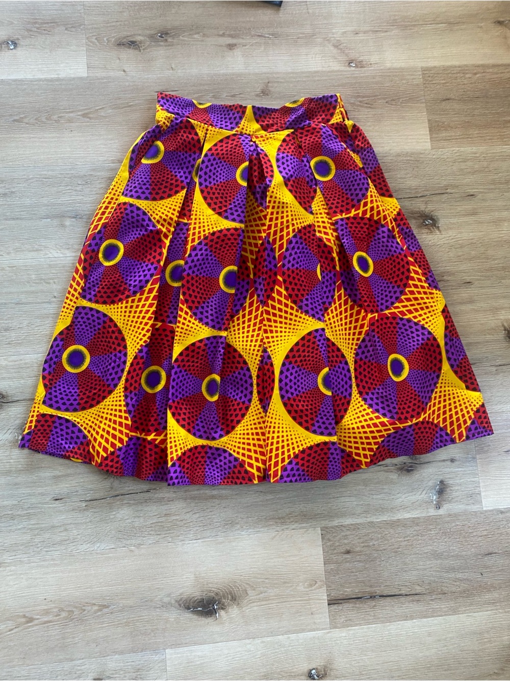 100% cotton Vibrant Yellow, Purple & Red Patterned Women's Skirt